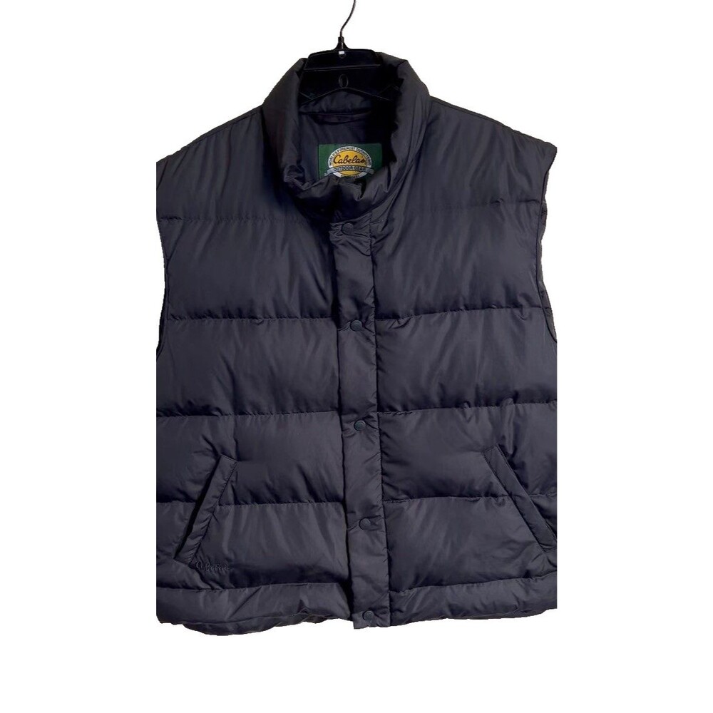 Cabela's Premier Northern Goose Down Puffer Vest Men L Black Snaps Closure